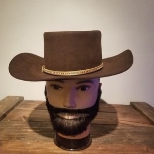 Brown Cowboy Hat with Gold Trim